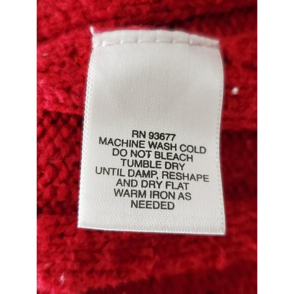 LIZ CLAIBORNE Women's Red w/ White & Black Flecks Quarter Button Sweater Sz L - Picture 8 of 8